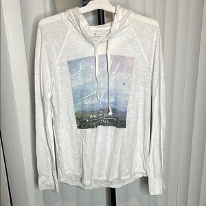 American Eagle White 'Live Your Life' Tee Hoodie